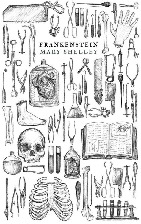 Frankenstein Art, Theme Tattoo, Mary Shelley, 캐릭터 드로잉, Tattoo Flash Art, Arte Sketchbook, Flash Art, Anatomy Art, New School