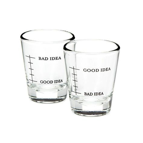 Pin for Later: 90+ Clever White Elephant Gifts That Won't Break the Bank  Bad Idea/Good Idea Shot Glasses ($20)                                                                                                                                                                                 More Best White Elephant Gifts, Shot Cups, Unique Gifts For Men, Bad Idea, Whiskey Glasses, Smart Living, Best Gifts For Men, Shot Glasses, Gag Gifts