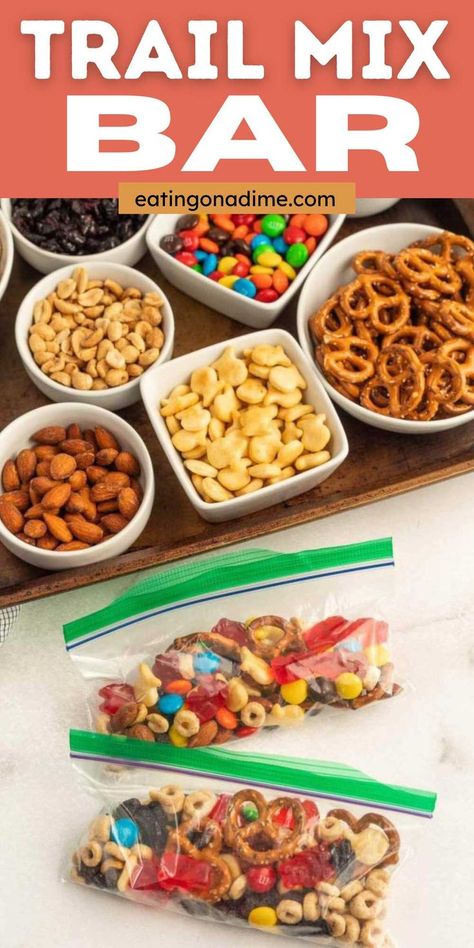 Trail Mix Kids, Snack Mix Bar, Diy Trail Mix Bar, Homemade Trail Mix Recipes, Trail Mix Bars, Healthy Trail Mix Recipes, Trail Mix Ingredients, Trail Mix Bar, Trail Mix Snack