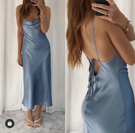 Long Dress Cut Out, Blue Backless Prom Dress, Light Blue Prom Dress Long, White Beach Wedding Dresses, Brasil Aesthetic, Backless Prom Dress, White Veil, Blue Satin Dress, Light Blue Prom Dress