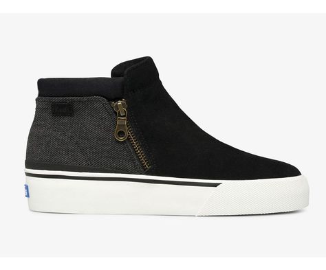 Cooper Zip Bootie, Black Mixed Media Design, Shoe Boot, Wedges Style, Classic Sneakers, Boots Outfit, Wedge Sneaker, Slip Ons, Keds, Leather Fashion