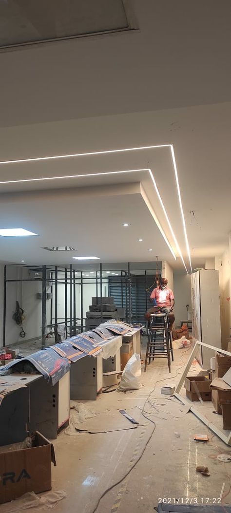 Concealed LED strip light for office decor Ceiling Led Strip, Light For Office, Led Strip Light, Mid Mod, Strip Light, Led Light Strips, Led Strip Lighting, Led Strip, Strip Lighting