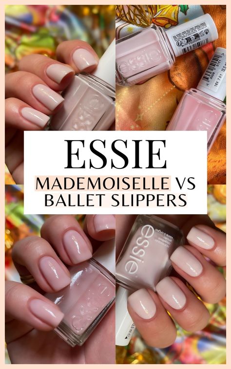 Sheer Nails: Essie Ballet Slippers vs Mademoiselle Swatches – Sammie Etc Essie Mademoiselle Vs Ballet Slippers, Essie Mademoiselle Nail Polish, Ballet Slipper Nails, Pink Essie Nail Polish, Essie Swatches, Berry Nail Polish, Essie Mademoiselle, Pink Nail Polish Colors, Essie Pink Nail Polish