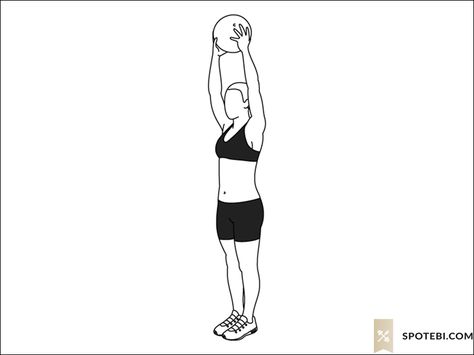 Reverse lunge medicine ball overhead press exercise guide with instructions, demonstration, calories burned and muscles worked. Learn proper form, discover all health benefits and choose a workout. https://www.spotebi.com/exercise-guide/reverse-lunge-medicine-ball-overhead-press/ Fitness Gif, Skater Lunges, Side Crunches, Youtube Workout, Post Baby Body, Calories Burned, Killer Workouts, Plank Challenge, Health Routine