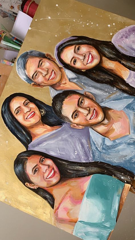 #family #familyportrait #familypainting #painting #acrylic #acryliconcanvas Family Portrait Acrylic Painting, Acrylic Family Portrait, Canvas Painting Ideas People, Family Portrait Painting Ideas, Family Portraits Painting, Family Painting Ideas, Family Acrylic Painting, Painting For Family, Silhouette Family