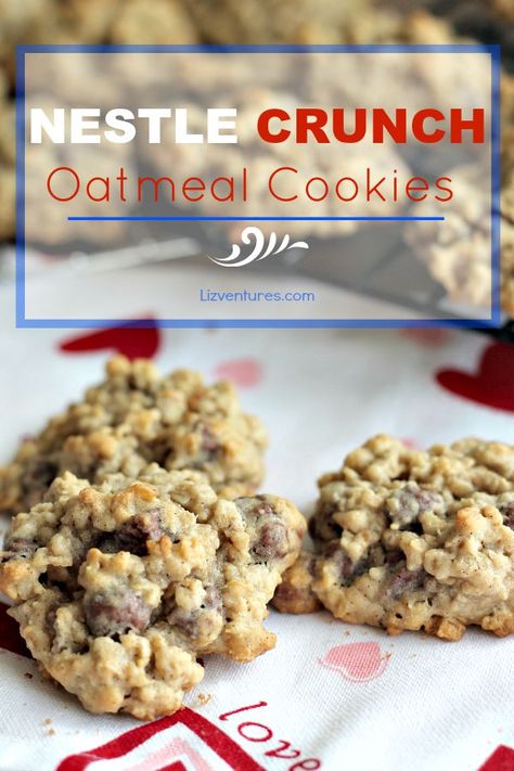 Nestle Crunch Bars, Rice Chocolate, Crunch Chocolate Bar, Nestle Recipes, Oatmeal Cookie Recipe, Crunch Cookies, Candy Bar Cookies, Nestle Crunch, Crunch Bars