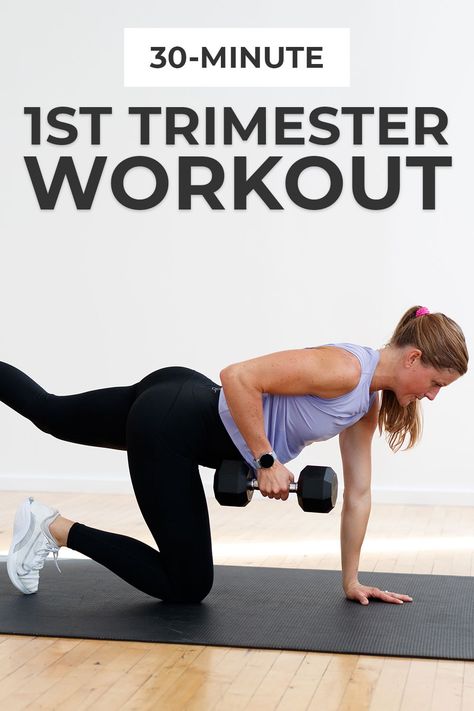 Stay strong during pregnancy with this low impact prenatal HIIT workout! Nine of the BEST prenatal HIIT exercises that are safe for early pregnancy and can be carried into the second and third trimesters as well. This 30-minute full body HIIT is a great low impact, but high intensity first trimester workout. I suggest adding this full body first trimester HIIT workout to your prenatal workout plan 1-2 times a week. Pregnant Full Body Workout, First Trimester Full Body Workout, First Trimester Workout Gym, First Trimester Workout At Home, 1st Trimester Workout At Home, Abs While Pregnant, 1st Trimester Ab Workout, Pregnancy Safe Workouts Second Trimester, First Trimester Workout Plan