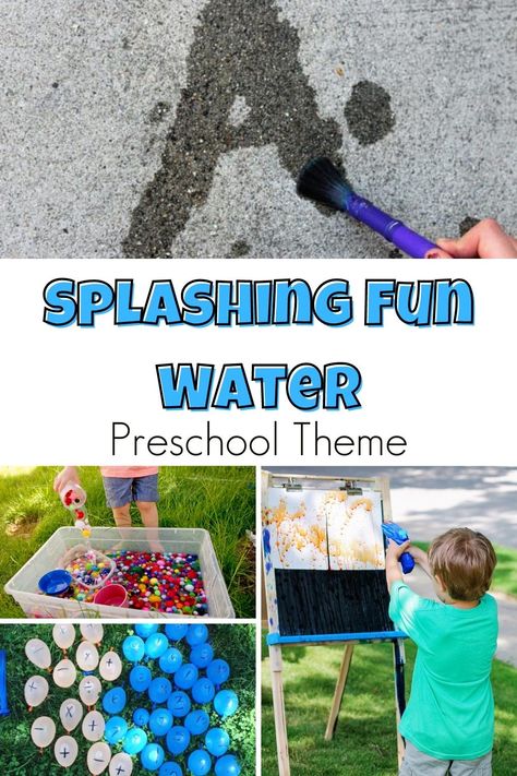 A fun theme for preschool to play, create and learn with water. Featuring book ideas, songs and rhymes as well as simple ideas and activities. Water Themed Preschool Crafts, Preschool Theme Days Fun, Pre K Water Unit, Water Stem Activities Preschool, Water Themed Preschool Activities, Water Theme Activities For Toddlers, Water Week Activities, Water Theme For Preschool, Water Week Preschool