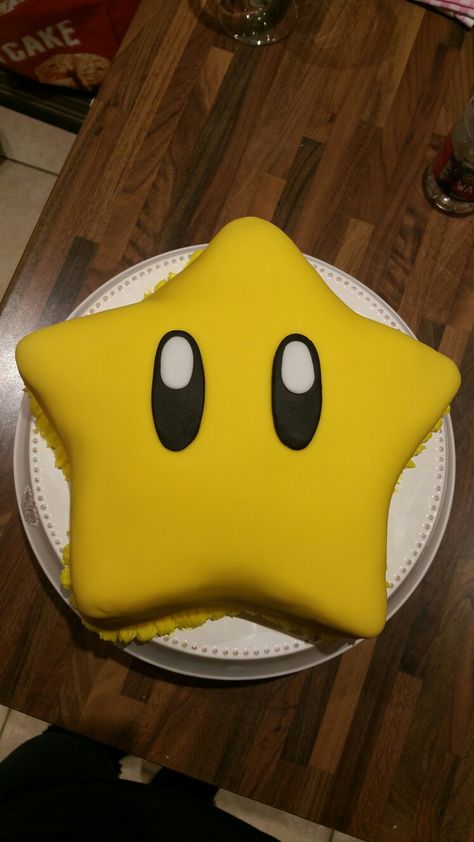 Super Mario, invincibility star, birthday cake. Mario Mini Cake, Mario Star Cake, Mario Simple Cake, Super Mario Star Cake, Mario Hat Cake, Simple Super Mario Birthday Cake, Easy Mario Cakes Birthday, Mario Mushroom Cake, Super Mario Cake Diy