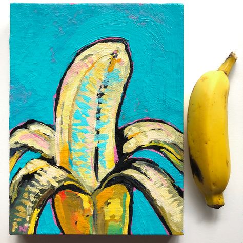 Acrylic, canvas, banana, Noel Badges Pugh Banana Painting Acrylic, Noel Badges Pugh, Banana Painting, 7th Grade Art, 2024 Art, Food Artists, Banana Art, Daisy Love, Art Activities For Kids