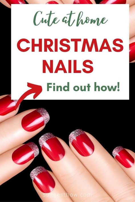 Christmas nail designs that are so cute and easy for you to DIY at home. Take inspiration from holiday colors, glitter, and Christmas symbols. #Christmasnails #HolidayNails #merryChristmas #presson #nailstickers Diy Christmas Nails Short, Easy Diy Christmas Nails Simple, Easy Diy Christmas Nails, Diy Christmas Nails Easy, Cute Christmas Nail Designs, Short Christmas Nails, Classy Nail Art Ideas, Neutral Nail Color, Christmas Nails Diy