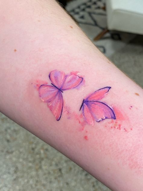 Tattoo Butterfly Watercolor, Purple Watercolor Butterfly Tattoo, Opal Butterfly Tattoo, Dainty Watercolor Tattoos, Encanto Butterfly Tattoo, Pastel Watercolor Tattoo, Ombre Butterfly Tattoo, Water Colour Butterfly Tattoo, Pink Watercolor Tattoo