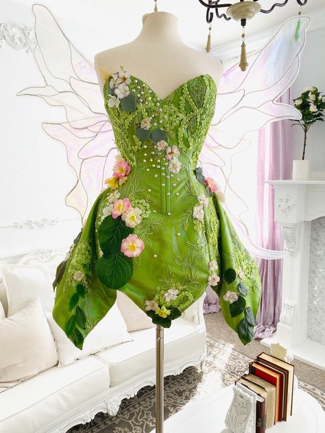 Disney Princess Tea Party, Tinkerbell Cosplay, Tinkerbell Outfit, Tinkerbell Dress, Tinkerbell Costume, Ren Faire Costume, Tinker Bell Costume, Fairy Garden Birthday Party, Corset Styles