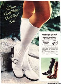 Sears, 1970 70s Womens Shoes, 1970 Boots, 1970s Boots, Vinyl Boots, Women 70s, 1970s Fashion Women, 70s Women Fashion, Vinyl Fashion, 1970s Women