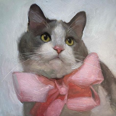 Jennifer Gennari, Pet Portrait Paintings, Cat Portrait Painting, Bow Art, Cat Art Illustration, Animal Portraits Art, Fancy Art, Fancy Cats, Classical Art