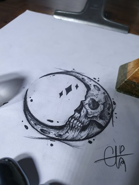 Crescent Moon Skull Tattoo, Dark Sun And Moon Tattoo, Evil Moon Tattoo, Sun And Moon Skull Tattoo, Skeleton Moon Tattoo, Moon Throat Tattoo, Moon And Skull Tattoo, Creepy Moon Tattoo, Goth Moon Tattoo