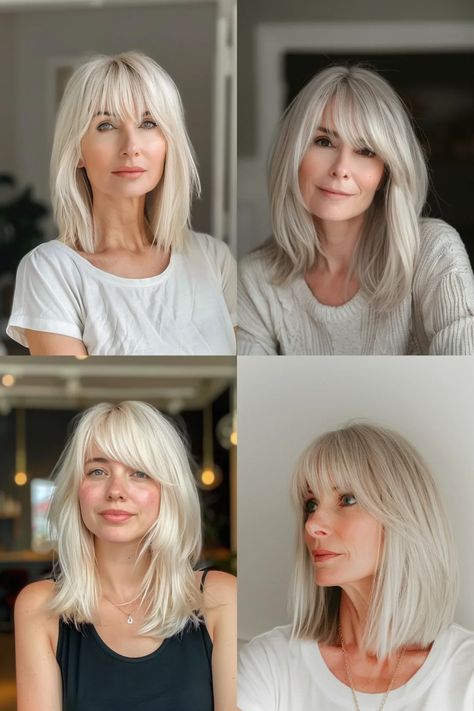 Long Fringe Bob, Long Bob With Long Bangs, Long Hairstyles Fine Hair, Long Bob Haircut 2024 Trends, Lob With Fringe Bangs, Bob With Long Fringe, Long Bob Hairstyles With Bangs, Shaggy Lob For Fine Hair, Lob With Fringe