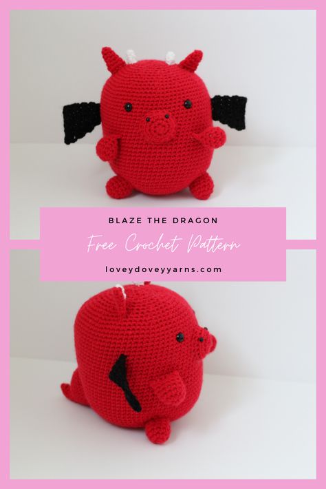 Crochet this cute amigurumi dragon with my free crochet pattern that's great for beginners! Click here to learn how to make him! #crochetfreepattern #amigurumifreepatter #crochetdragon #amigurumidragon #freedragoncrochetpattern Squish Crochet Pattern, Crochet Dragon Free Pattern, Amigurumi Dragon, Crochet Dragon Pattern, Cute Amigurumi, Crochet Dragon, Crochet Amigurumi Free Patterns, Crochet Amigurumi Free, Crochet Lessons