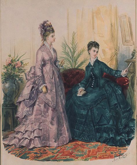 La Mode Illustrée - 1874 1871 Fashion, 1870 Fashion, Vintage Fashion Sketches, 1870s Fashion, Victorian Era Fashion, 1880s Fashion, Decades Of Fashion, 19th Century Clothing, Edwardian Dress