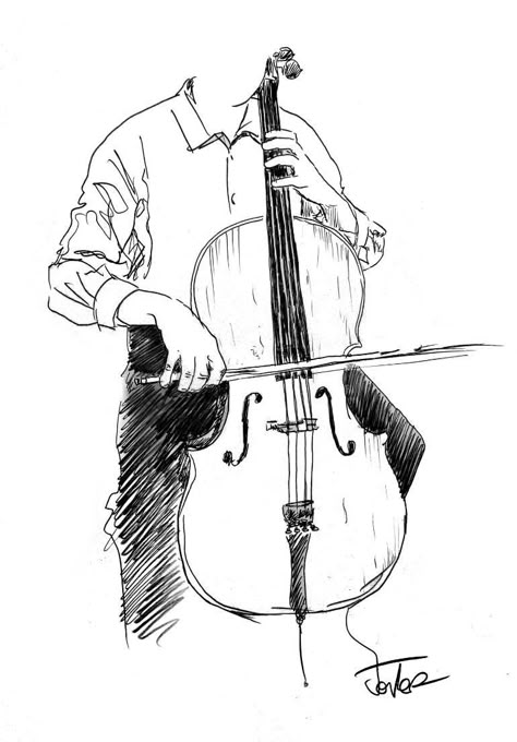 Person Playing Violin Drawing, Chello Drawing, Cellist Drawing, Cello Drawing, Musician Drawing, Jazz Drawing, Instrument Drawing, Violin Drawing, Cello Art