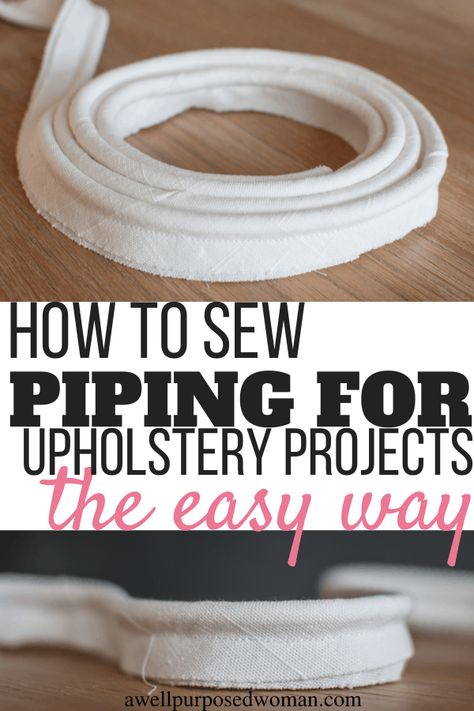 Clothes Repair, Sew Piping, Reupholstering Furniture, Reuse Jeans, Piping Tutorial, Sewing Piping, Diy Furniture Upholstery, Make Bias Tape, Furniture Reupholstery