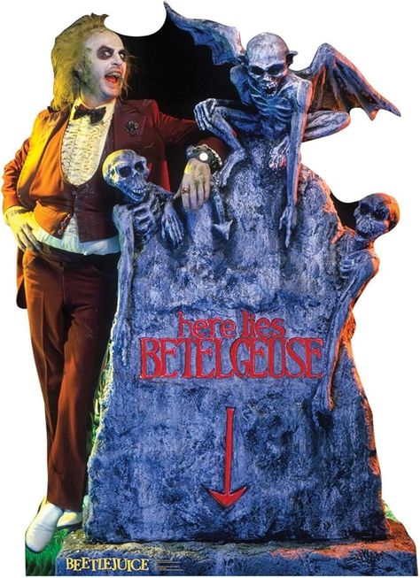 Amazon.com: Cardboard People Beetlejuice - Here Lies Betelgeuse Life Size Cardboard Cutout Standup - Beetlejuice (1988 Film) : Home & Kitchen Movie Intro, The Munster, Beetlejuice Movie, Tim Burton Films, Film Horror, Horror Posters, Michael Keaton, 3d Wall Art, Classic Horror