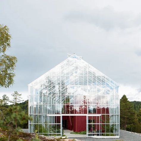 JUNG - Reference object Greenhouse Home, Kongsberg | Norway Greenhouse Home, Dream House Garden, Colour Consultant, Two Storey House, House In Nature, Barn House Plans, Green House, Wooden House, Glass House