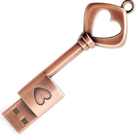 Amazon.com: 32GB USB 2.0 Flash Drive, BorlterClamp Memory Stick Retro Metal Love Heart Key Shaped Thumb Drive: Computers & Accessories Zip Drive, Memory Storage, Heart Key, Disk Drive, Thumb Drive, Flash Memory, Disco Duro, Heart And Key, Metal Heart