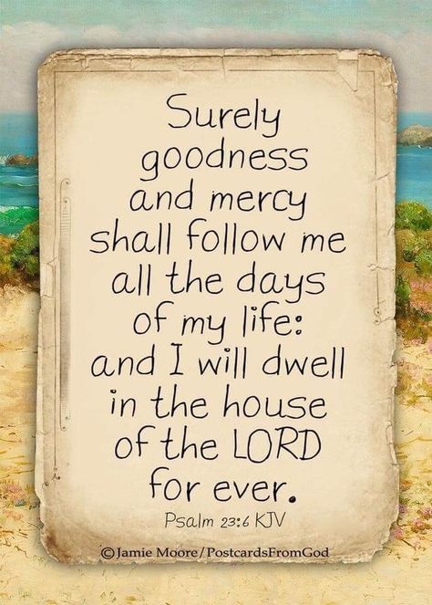 Psalm 23:6 (KJV) Encouraging Scripture Quotes, Psalm 23 6, Psalm 119 11, Surely Goodness And Mercy, Courage Quotes, Daily Scripture, Encouraging Scripture, King James Bible, The Word Of God