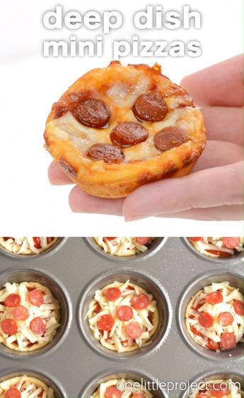 Mini Pizza Appetizers, Deep Dish Pizza Recipe, Mini Pizzas, Mini Pizza, Finger Food Appetizers, Muffin Tin, Party Food Appetizers, Mini Foods, Lunch Snacks