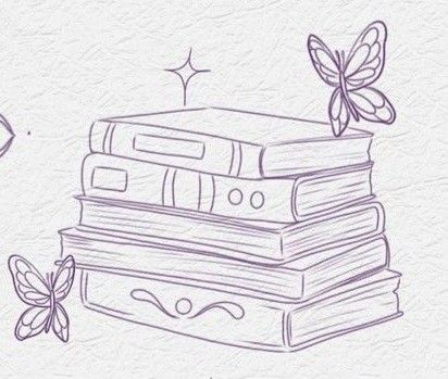 Book Drawings Simple, Magical Drawings Easy, Girly Doodle Art, Books Sketch Drawing, Art Book Cover Ideas Drawing Easy, Cute Book Doodles, Butterfly And Book Tattoo, Draw Book Ideas, Bookworm Doodle