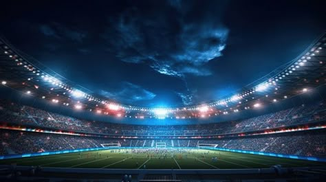 Stadium Wallpaper, Banner Background Hd, Football Background, Stadium Lighting, Photography Movies, Dark Blue Walls, Soccer Stadium, Sport Banner, Stadium Design