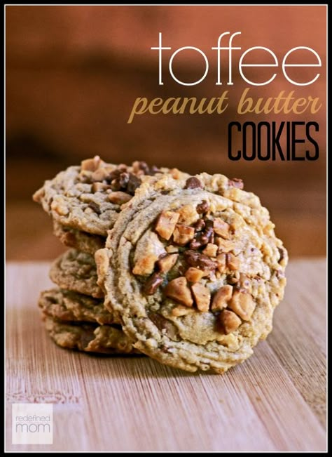 Peanut Butter Heath Cookies, Peanut Butter Toffee Cookies, Butter Toffee Cookies, Peanut Butter Toffee, Toffee Bar, Heath Toffee, Toffee Cookie Recipe, Reese's Peanut Butter Cup, Toffee Bars