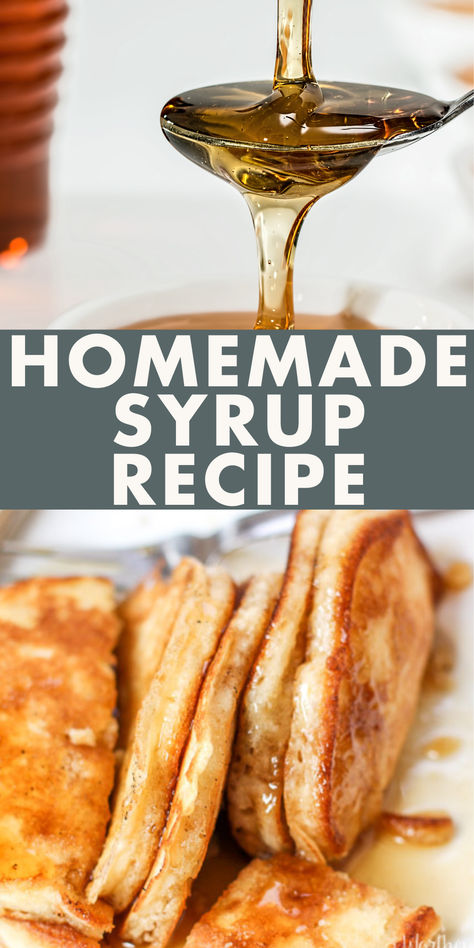 This homemade syrup recipe is easy to make! It's a simple syrup recipe to follow, with tips on how to store it as well. How To Make Homemade Syrup, Homemade Karo Syrup, Home Made Syrup Easy, Homemade Maple Syrup Recipe, How To Make Simple Syrup, Diy Syrup Recipes, Home Made Syrup, Easy Homemade Syrup, Syrup Recipe Homemade