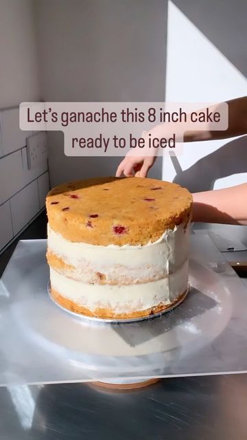 Cake Designer on Instagram: "Want to add a ganache crumb coat on this 8inch raspberry white chocolate cake with me 🤩" Raspberry White Chocolate Cake, Ganache Recipe Easy, Crumb Coating A Cake, Crumb Coat, Raspberry White Chocolate, Chocolate Ganache Cake, Chocolate Cake Designs, 8 Inch Cake, Ganache Cake