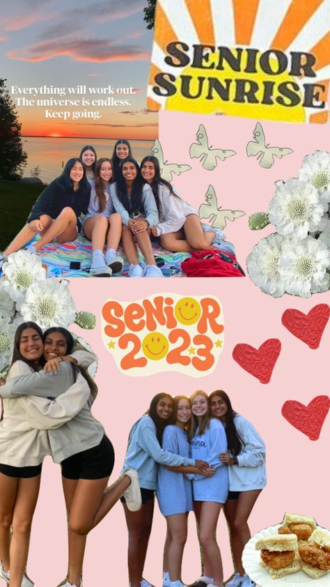 Senior Sunrise Scrapbook Page, Senior Sunrise Decorations, Senior Sunrise Posters, Senior Sunrise, Yearbook Covers Themes, Senior Year Scrapbook, Yearbook Pictures, Senior Year Fun, Senior Year Of High School