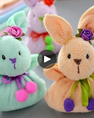 Make some soft and snuggly bunnies from towels🐇🍬 | Make some soft and snuggly bunnies from towels🐇🍬 | By MetDaan DIYFacebook Towel Bunny, Towel Animals, Floral Craft, Easter Crafts Diy, Homemade Christmas Gifts, Homemade Christmas, Kids Gifts, Handmade Toys, Easter Crafts