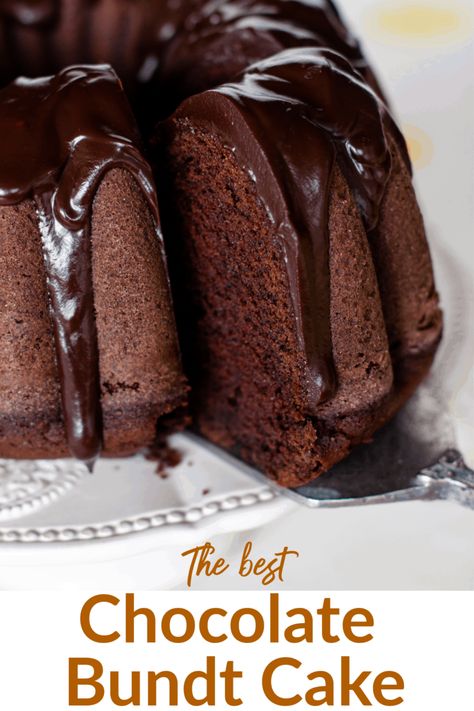 This is the most perfect Chocolate Sour Cream Bundt Cake I ever made! Easy to make, buttery, moist and with a chocolate ganache glaze that complements it perfectly and is too die for! #chocolate #bundt #cake #sourcream #ganache Best Chocolate Bundt Cake, Sour Cream Frosting, Chocolate Bundt, Bundt Cake Recipe, Chocolate Bundt Cake, Bundt Cake Pan, Decadent Chocolate Cake, Oreo Dessert, Bundt Cakes Recipes