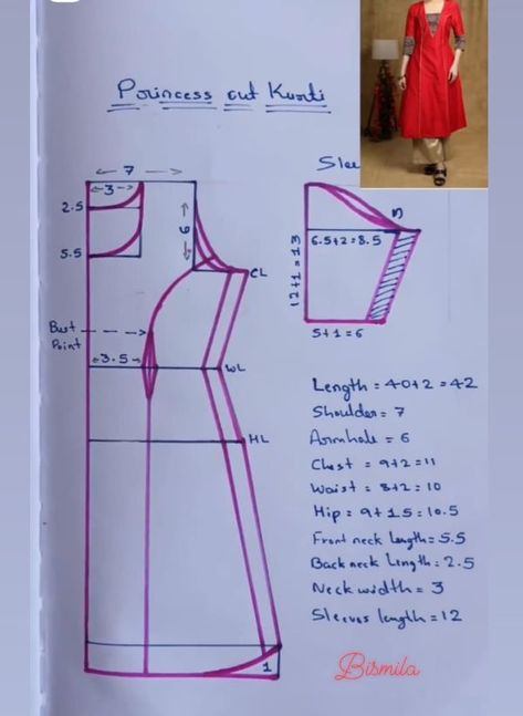 Drafting Dress Patterns, A Line Kurti Designs, Sewing Classes For Beginners, Dress Designs For Stitching, Tailoring Classes, Pattern Drafting Tutorials, Clothing Pattern Design, Silk Ribbon Embroidery Patterns, Sewing Measurements