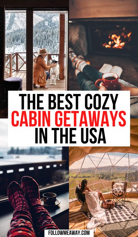 Family Christmas Cabin Trip, Romantic Cabin Getaway, Beautiful Places In Usa, Cozy Travel, Cozy Nooks, Romantic Cabin, Honeymoon Hotels, Visit Usa, Getaway Cabins