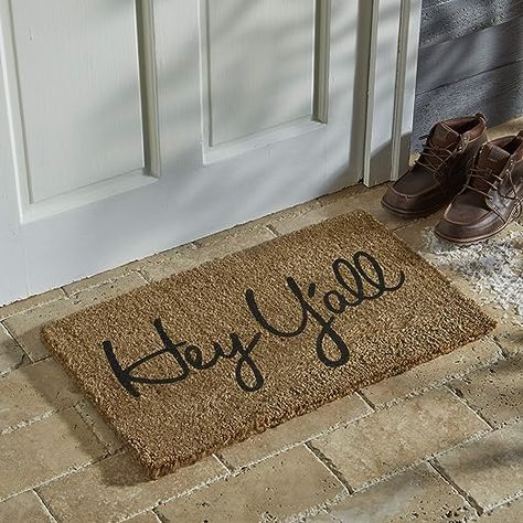 Hey Y'all Southern Coir Doormat Welcome Entryway Cute Fun Front Door Indoor Outdoor Mat 18"x30" Brown Western Porch, Fun Front Door, Door Indoor, Western Homes, Coir Doormat, Western Home Decor, Outdoor Mat, Western Decor, Porch Decor