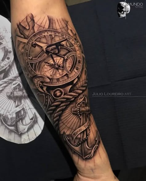 Sea Sleeve Tattoo, Tattoos On Forearm, Nautical Tattoo Sleeve, Tattoos Dainty, Tattoos Cross, Outer Forearm Tattoo, Tattoos Dragon, Tattoos Matching, Tattoos Meaning