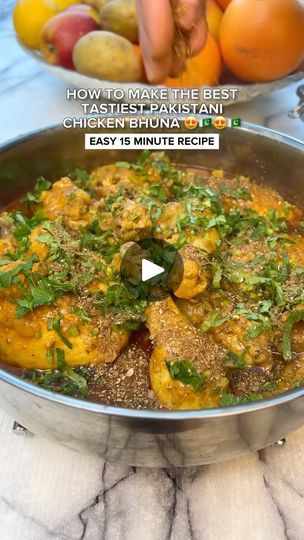 104K views · 5.1K reactions | HOW TO MAKE THE BEST EASIEST 15 MINUTE PAKISTANI CHICKEN BHUNA RECIPE 😍🇵🇰😍🇵🇰!! 

There are so many different methods to make an “chicken bhuna”, some of which are authentic and some aren’t. Now what we call this is “Bhunawa Chicken”, meaning a chicken which has been cooked out (aka bhuna’d).

This dish is 10 times better than any store-bought version and is so unbelievable easy to make, perfect for a lazy midweek dinner as it comes together within 15 mins (excluding prep).

Out of all my classic Chicken Curry dishes, this one was the biggest hit with my family and ironically was the easiest to make so let’s get into it.

INGREDIENTS:

- ¼ cup oil/ghee (I prefer ghee)
- 1 ½ kg chicken
- 3 tbsp ginger garlic paste [½ for marination, ½ for masala]
- 1 cup y Pakistani Biryani, Chicken Bhuna Recipe, Chicken Bhuna, Ginger Garlic Paste, Fingerfood Party, Curry Dishes, The Big Hit, Party Finger Foods, Chicken Stir Fry