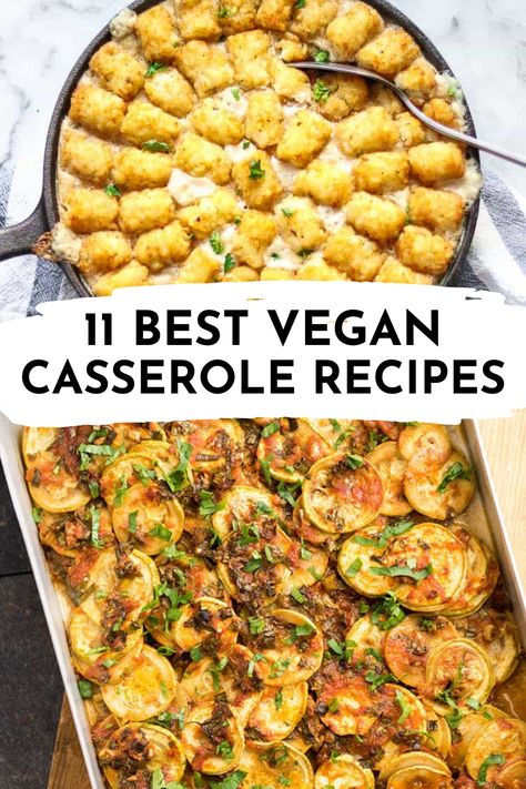 Check out these best vegan casserole recipes. Learn how to make a healthy vegan caserole that you will love! These are 11 delicious vegan casseroles you make right at home. Easy vegan casseroles for dinners, Thanksgiving, and more! Vegan Casserole Thanksgiving, Vegan For A Crowd Easy Recipes, Vegan Dinner Casserole Recipes, Vegan Pizza Casserole, Vegan Casseroles Plant Based, Healthy Casserole Recipes Dairy Free, Vegan Thanksgiving Casserole Recipes, Vegan Bean Casserole, Vegan Entrees Easy