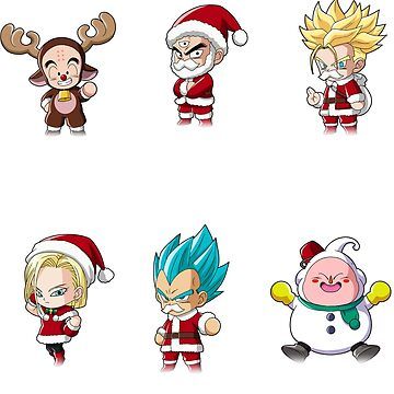 Chibi Christmas, Cricut Creations, Christmas Stickers, Glossier Stickers, Transparent Stickers, Dragon Ball Z, Dragon Ball, Sticker Design, Vinyl Sticker