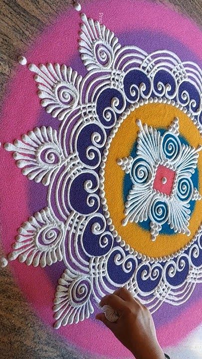 Farewell Rangoli Designs, Engagement Rangoli Designs, Rangoli Big Designs, New Year Rangoli Latest, Modern Rangoli Designs, Rangoli Designs Sanskar Bharti, Ragoli Color Design, New Rangoli Designs Creativity, Different Rangoli Designs