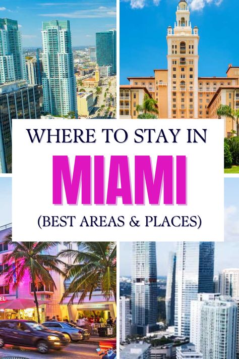 A grid of four different Miami area photos Best Places To Stay In Miami, Miami With Teens, Must Do In Miami, Miami With Kids, Where To Stay In Miami, Miami Weekend, Weekend In Miami, Miami Travel Guide, Miami Bachelorette