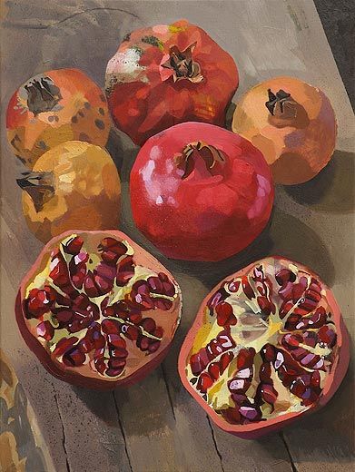 Pomegranate Art, Pomegranate Oil, Fruit Wall Art, Pomegranate Fruit, Food Painting, Painting Still Life, Still Life Painting, Granada, Oil Paintings