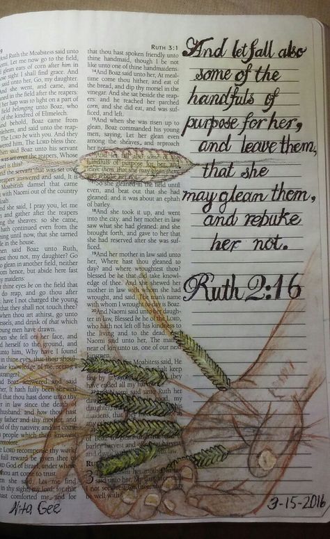 Ruth 2:16 Handfuls of purpose. Because Ruth was faithful to Naomi, Ruth was rewarded by a faithful God (through Boaz). Ruth And Naomi Coloring Page, Ruth Journaling Bible, Book Of Ruth Bible Art, Ruth Naomi Orpah, Ruth Bible Study, Bible Verse Ruth 1:16, Beautiful Word Bible, Ruth Bible, Bible Tools