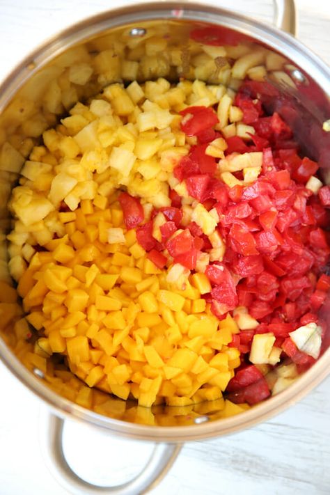 Pineapple Salsa Canning Recipe, Mango Salsa Canning Recipe, Canned Mango, Canned Salsa Recipes, Mango Pineapple Salsa, Salsa Canning Recipes, Pineapple Salsa Recipe, Tomato Salsa Recipe, Canning Salsa